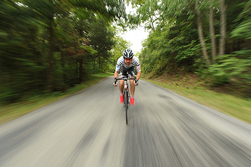 focused image of a cyclist